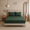 MintnGrey Luxury Cotton satin 350 Thread Count bed sheet set - Royal Green