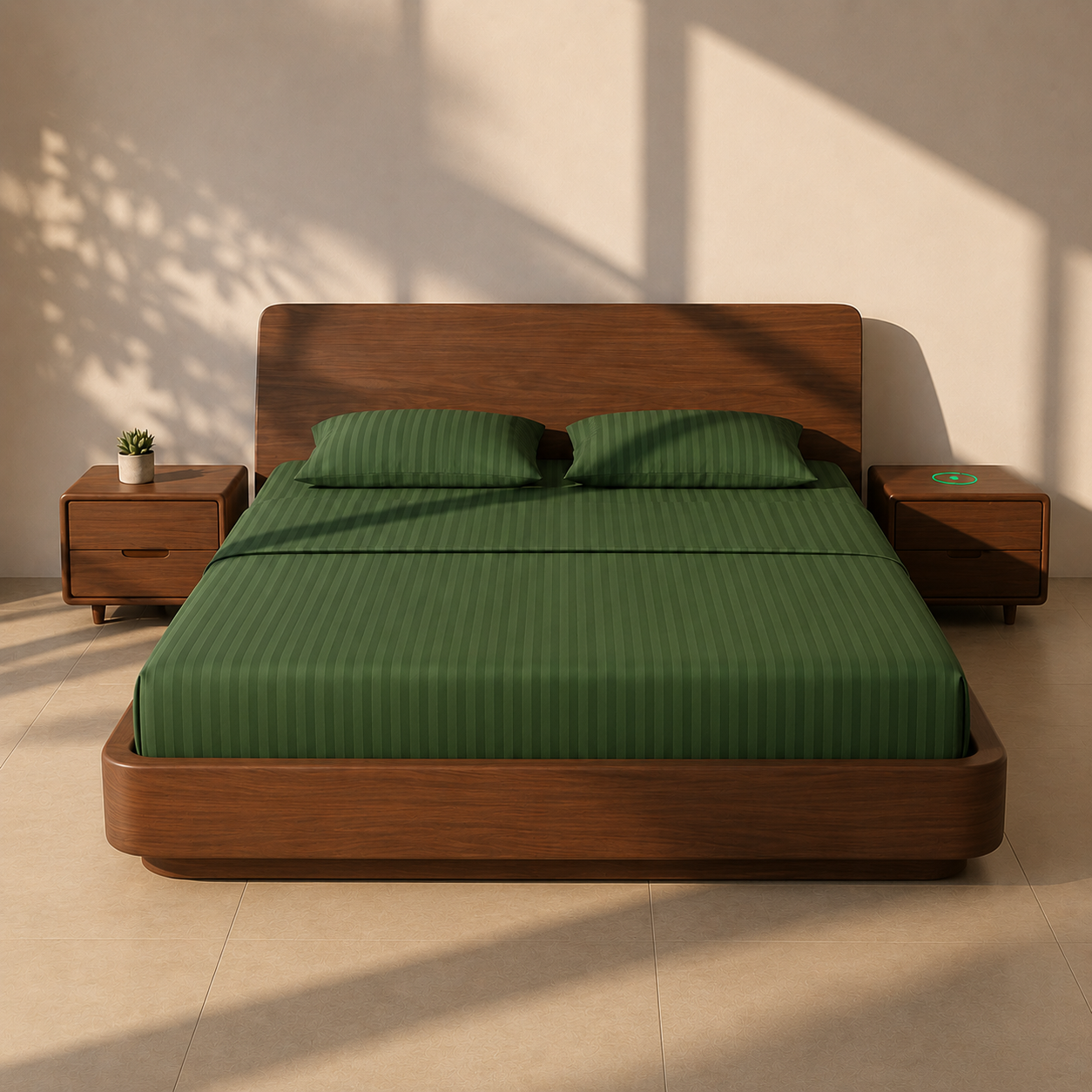 MintnGrey Luxury Self Striped Cotton 250 thread count | Royal Green