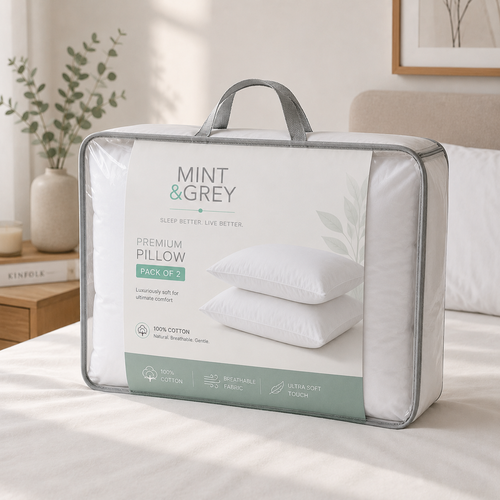 MintnGrey Assorted Pillow Cases Cotton - White