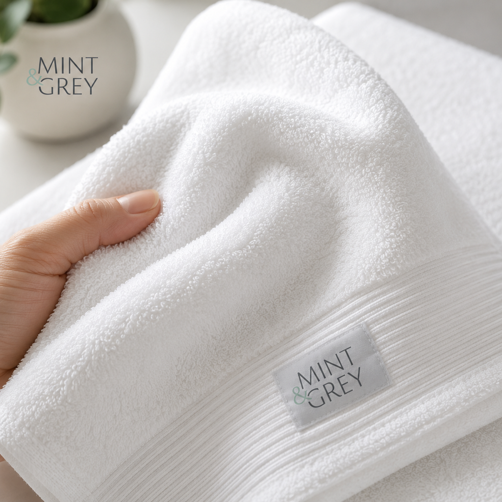 MintnGrey Luxury Cotton Hand Towel 550 GSM | White
