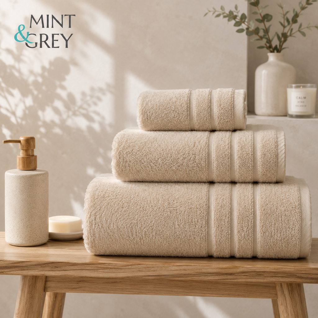 MintnGrey Luxury Cotton Towel Set - Beige