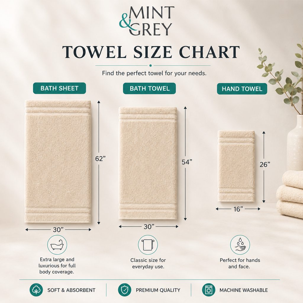 MintnGrey Luxury Cotton Towel Set - Beige
