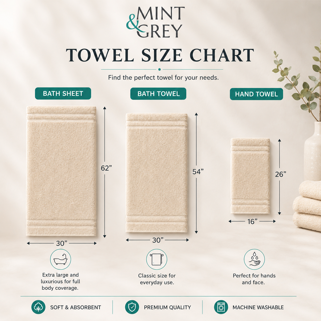 MintnGrey Luxury Cotton Towel Set - Beige