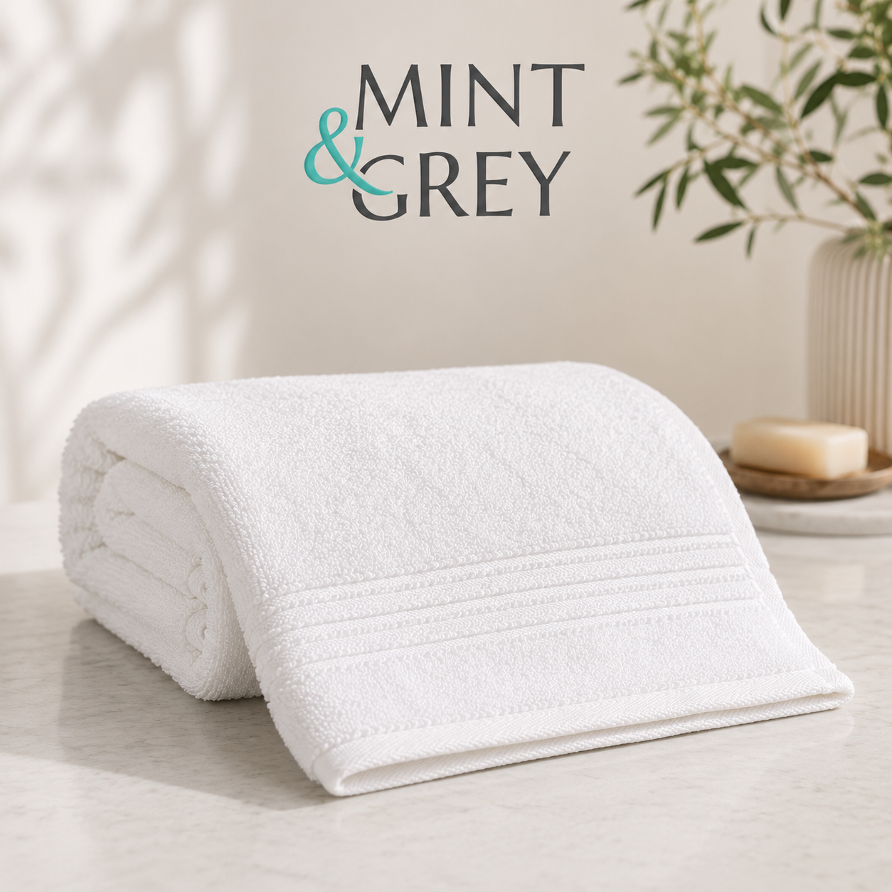MintnGrey Luxury Cotton Bath Sheet 550 GSM | White