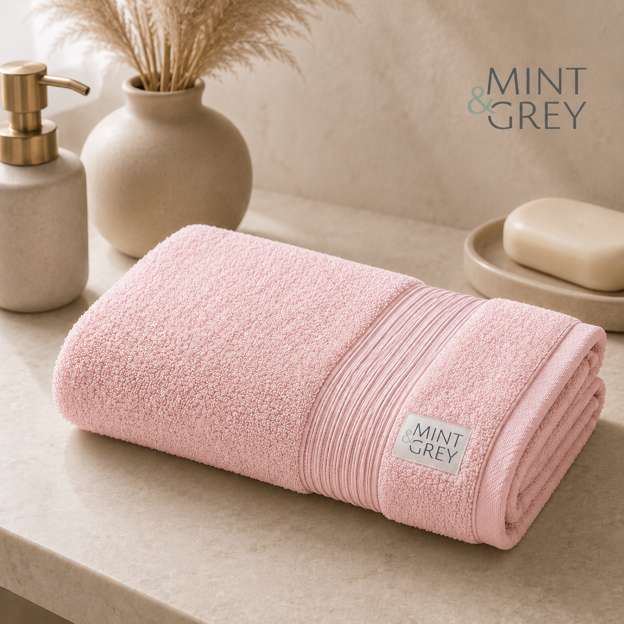 MintnGrey Luxury Cotton Hand Towel 550 GSM | Pink