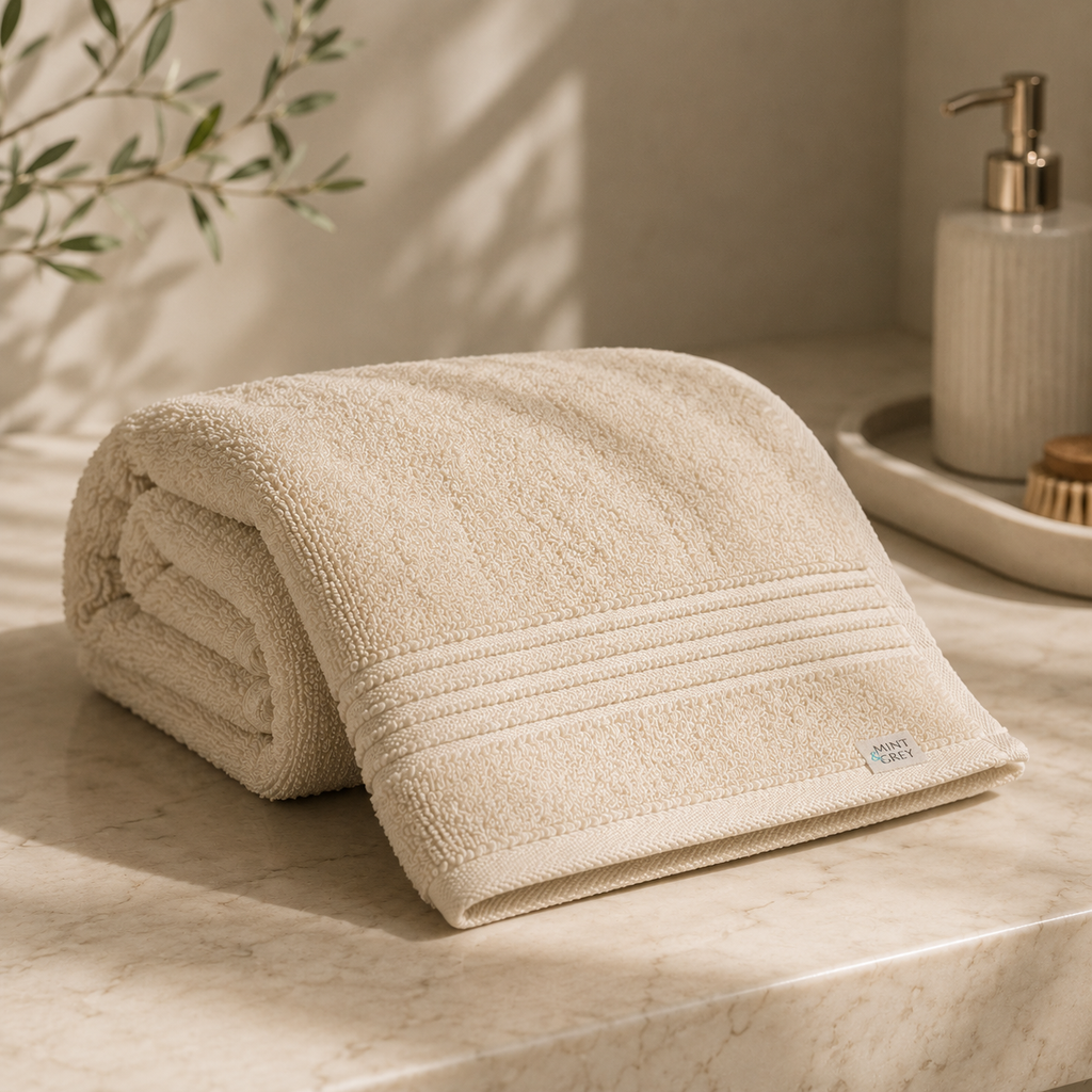 MintnGrey Luxury Cotton Bath Sheet 550 GSM | Beige