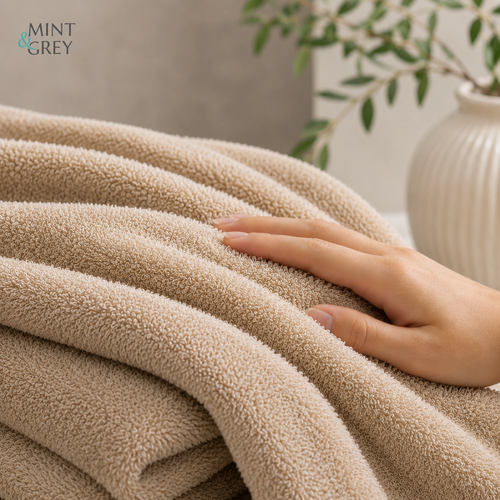 MintnGrey Luxury Cotton Bath Sheet 550 GSM | Beige