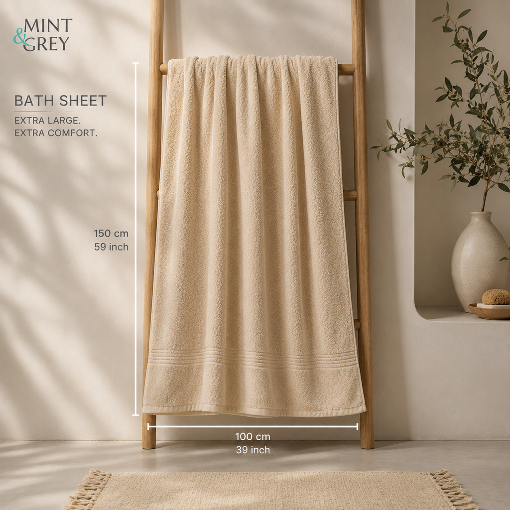 MintnGrey Luxury Cotton Bath Sheet 550 GSM | Beige