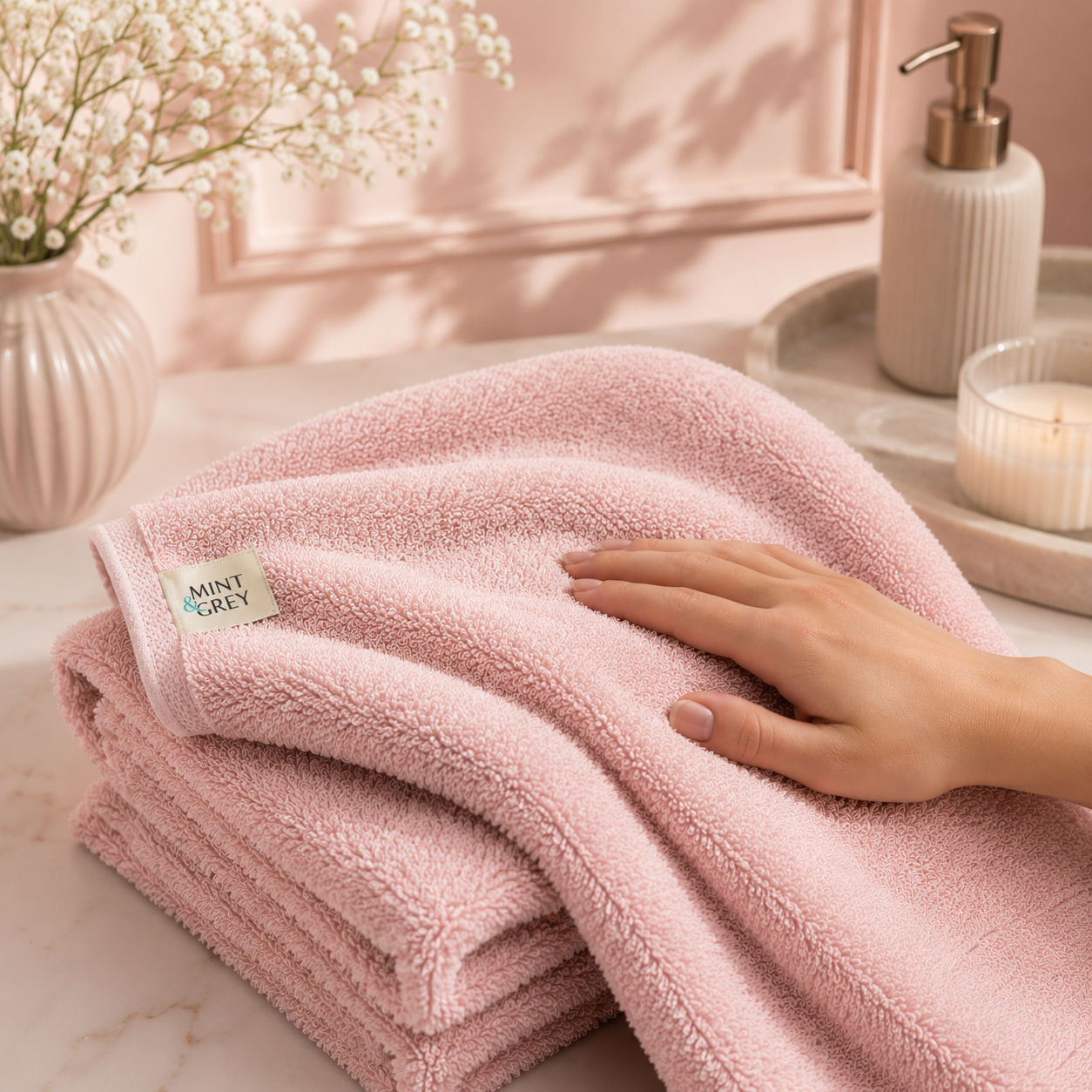 MintnGrey Luxury Cotton Bath Sheet 550 GSM | Light Pink