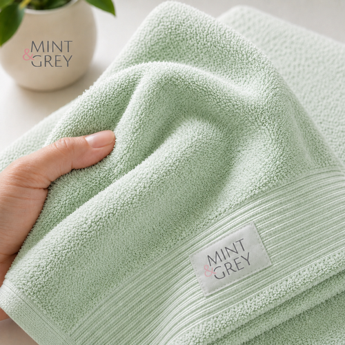MintnGrey Luxury Cotton Hand Towel 550 GSM | Light Green