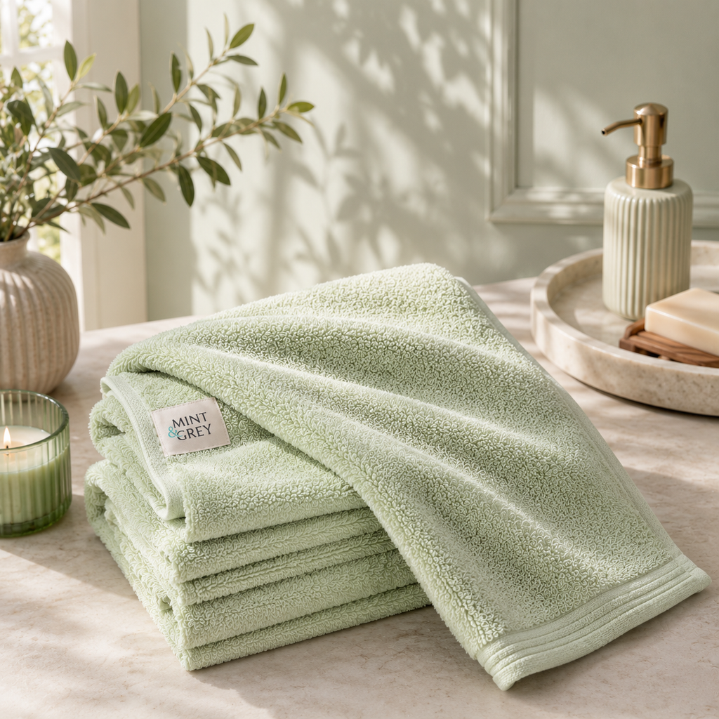 MintnGrey Luxury Cotton Bath Sheet 550 GSM | Light Green