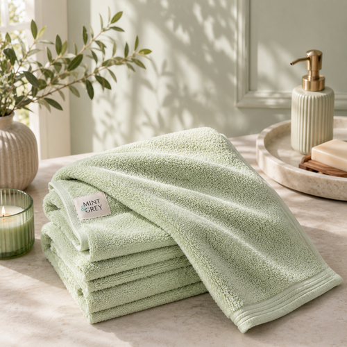 MintnGrey Luxury Cotton Bath Sheet 550 GSM | Light Green