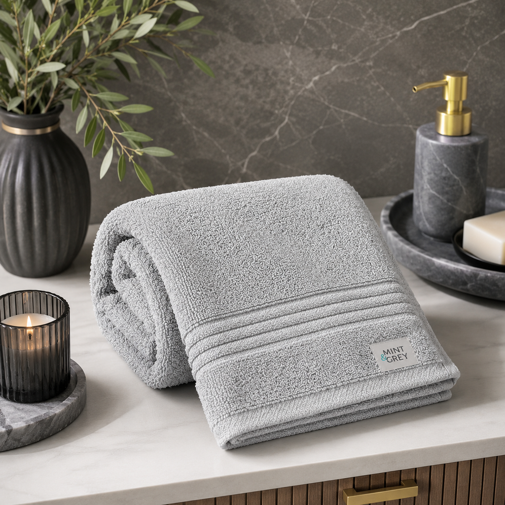 MintnGrey Luxury Cotton Bath Sheet 550 GSM | Light Grey