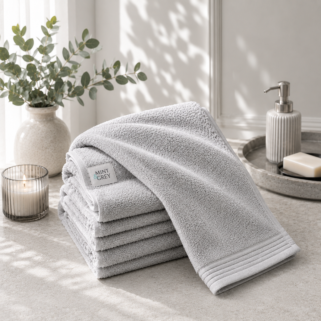 MintnGrey Luxury Cotton Bath Sheet 550 GSM | Light Grey