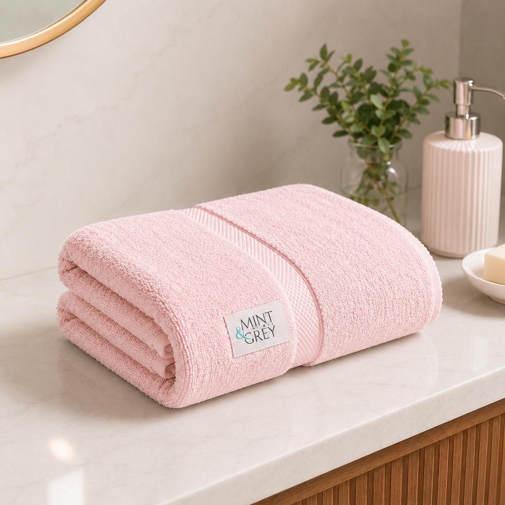 MintnGrey Luxury Cotton Towel 550 GSM | Light Pink