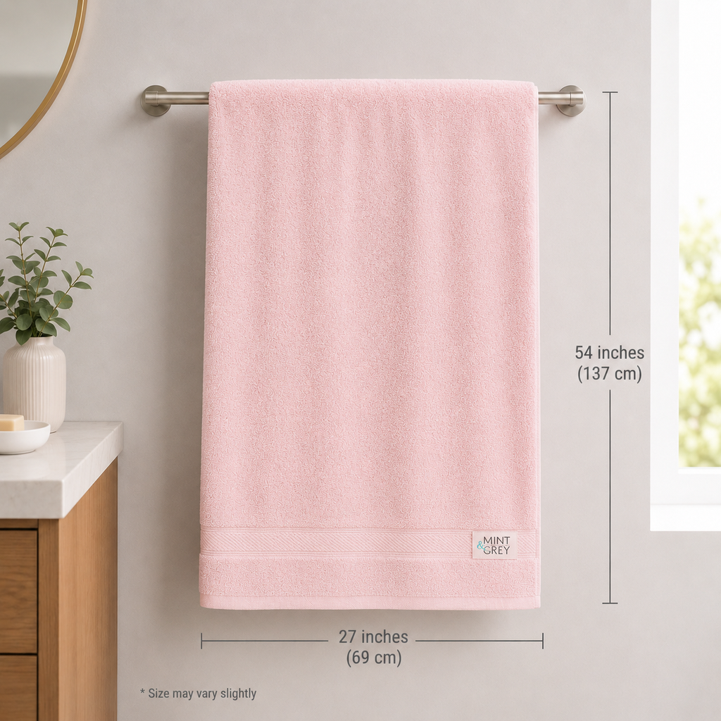 MintnGrey Luxury Cotton Towel 550 GSM | Light Pink