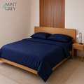 MintnGrey Luxury Cotton satin 350 Thread Count bed sheet set - Navy Blue