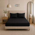 MintnGrey Luxury Cotton satin 350 Thread Count bed sheet set - Black
