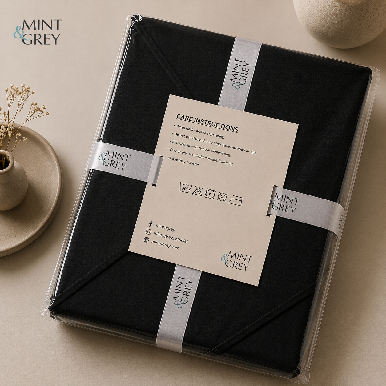 MintnGrey Luxury Cotton satin 150 Thread Count bed sheet Single - Navy Blue