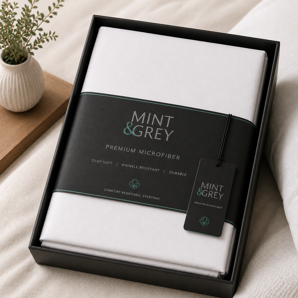 MintnGrey Microfibre Bedsheet - White