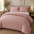 MintnGrey Luxury Cross Design Duvet Cover - Dusty Pink