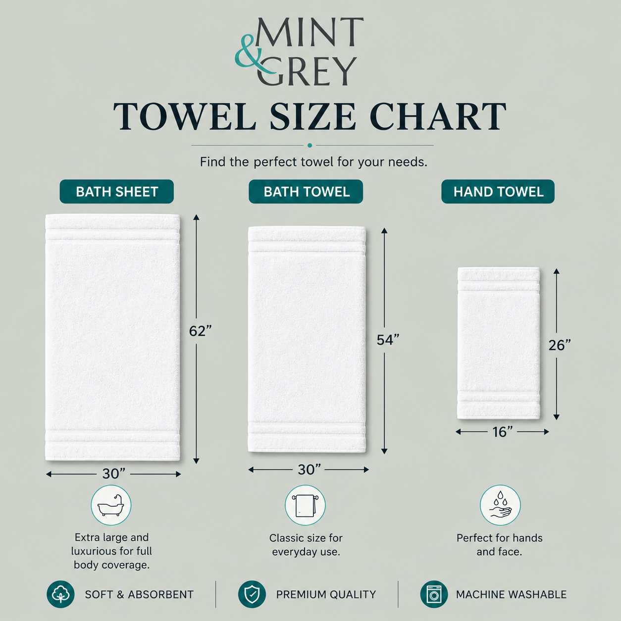 MintnGrey Luxury Cotton Towel Set - White