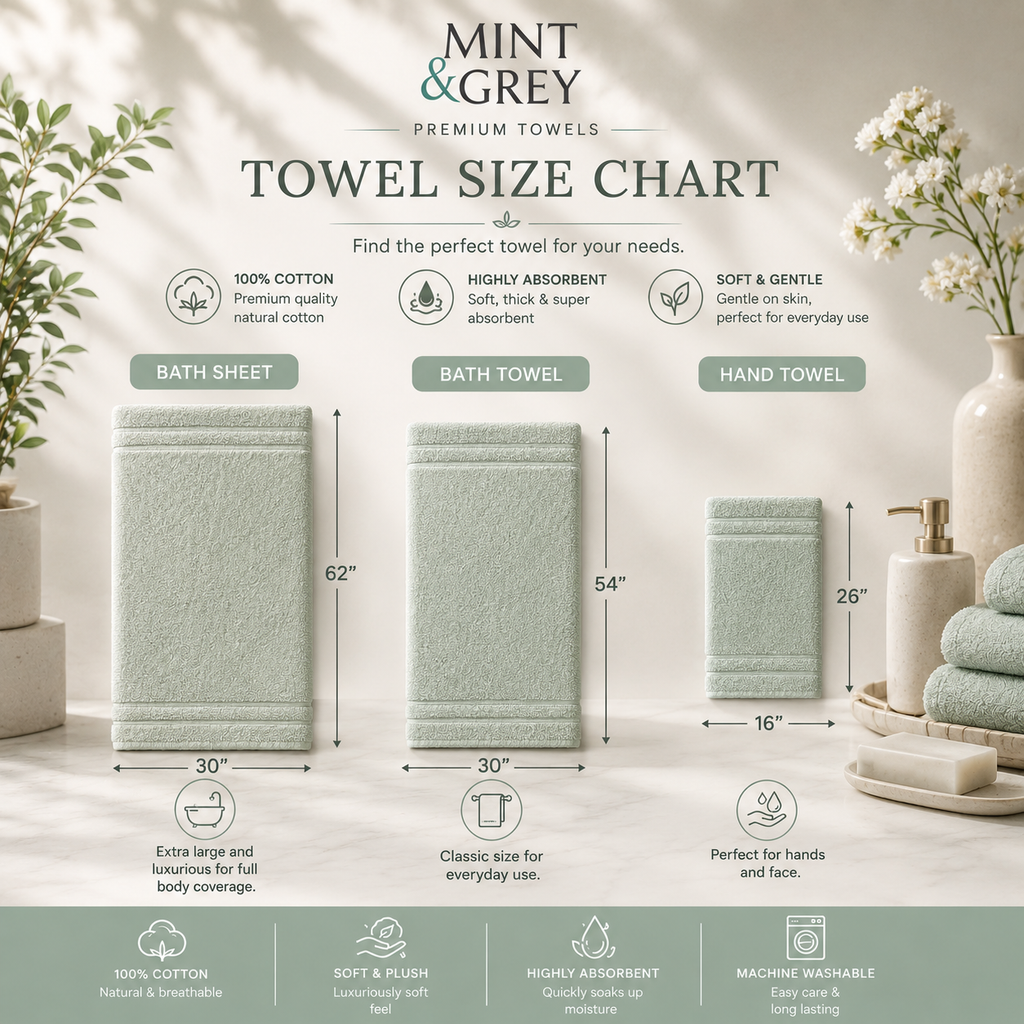 MintnGrey Luxury Cotton Towel Set - Light Green