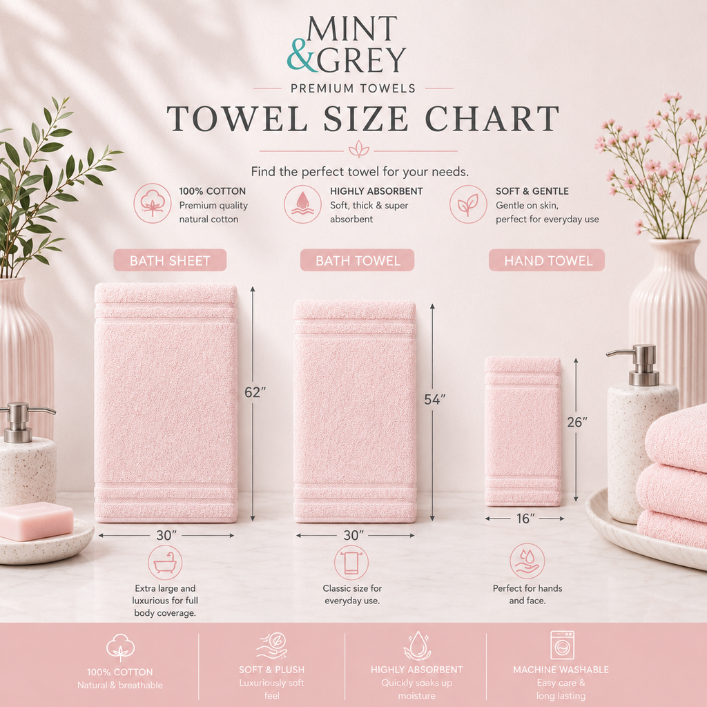 MintnGrey Luxury Cotton Towel Set - Light pink