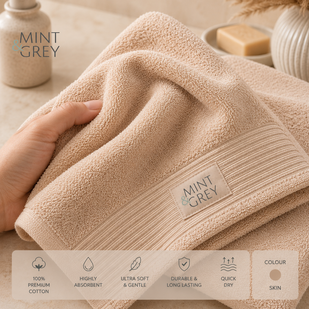 MintnGrey Luxury Cotton Hand Towel 550 GSM | Skin