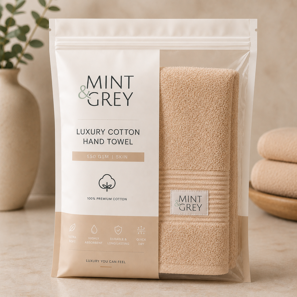 MintnGrey Luxury Cotton Hand Towel 550 GSM | Skin