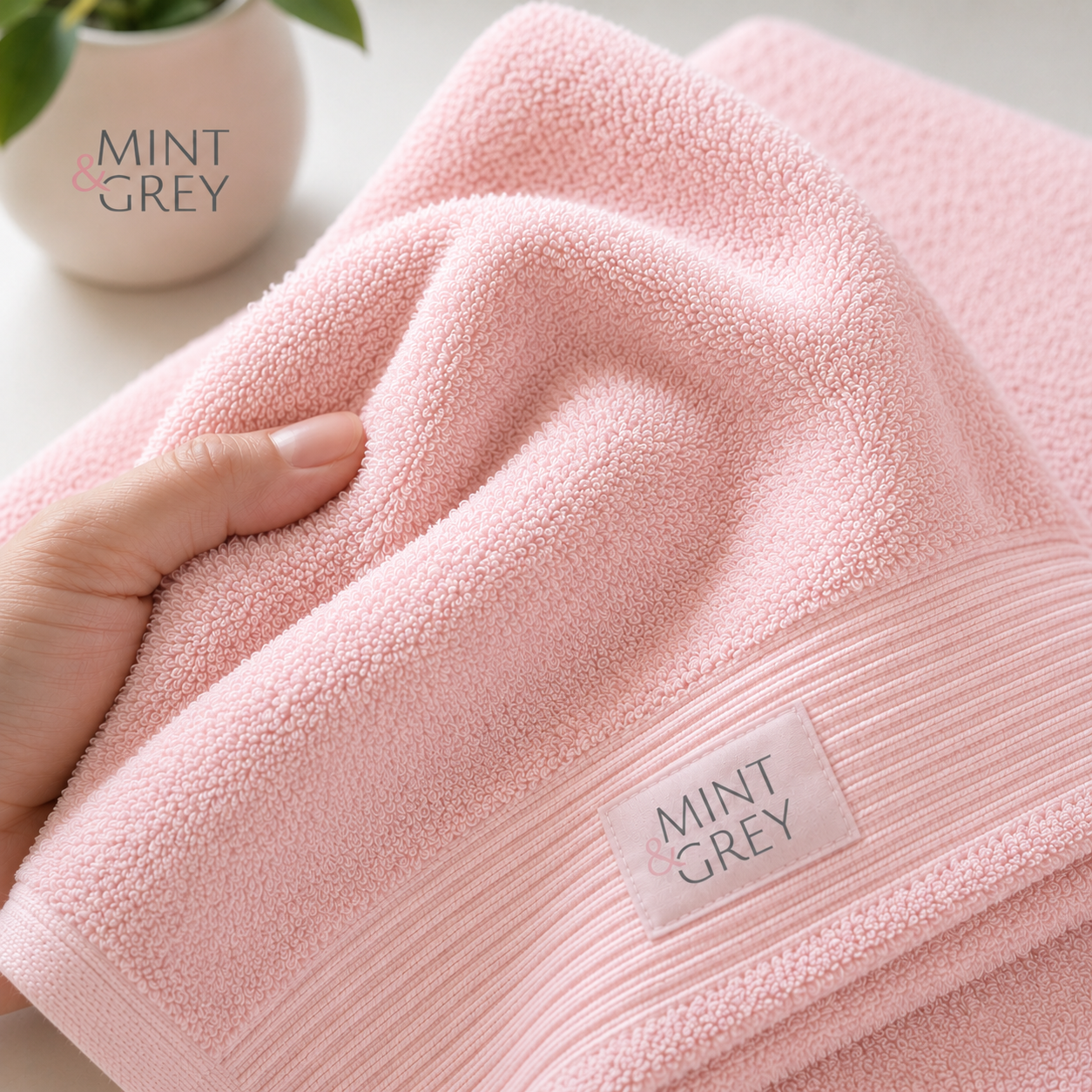 MintnGrey Luxury Cotton Hand Towel 550 GSM | Pink