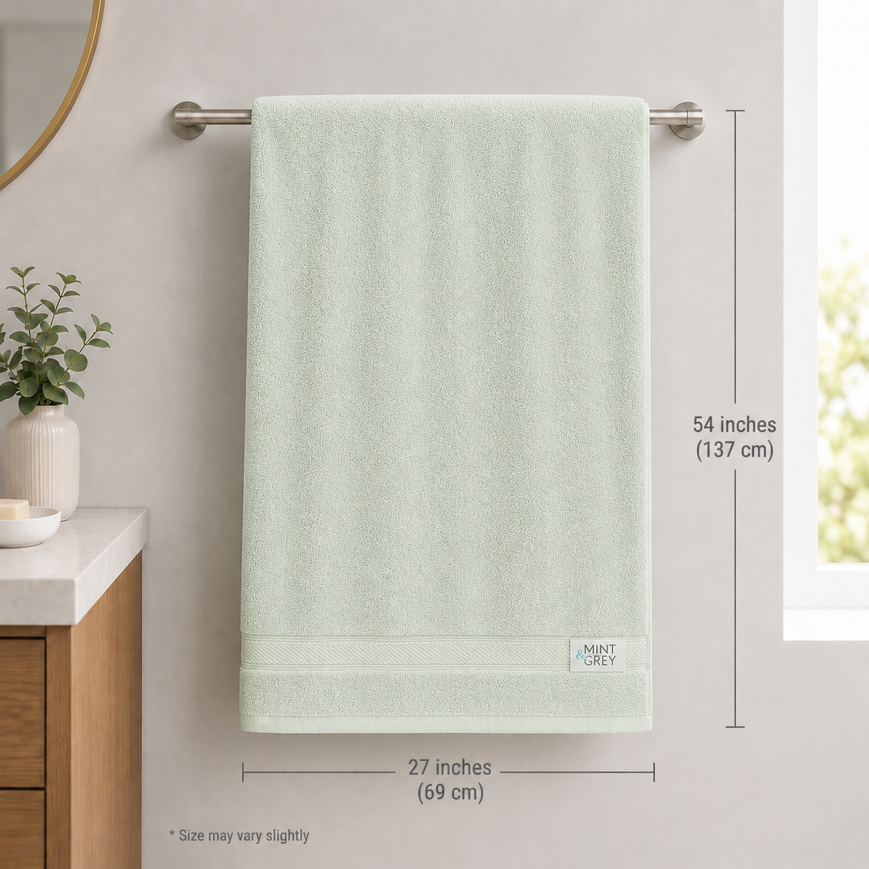 MintnGrey Luxury Cotton Towel 550 GSM | Light Green