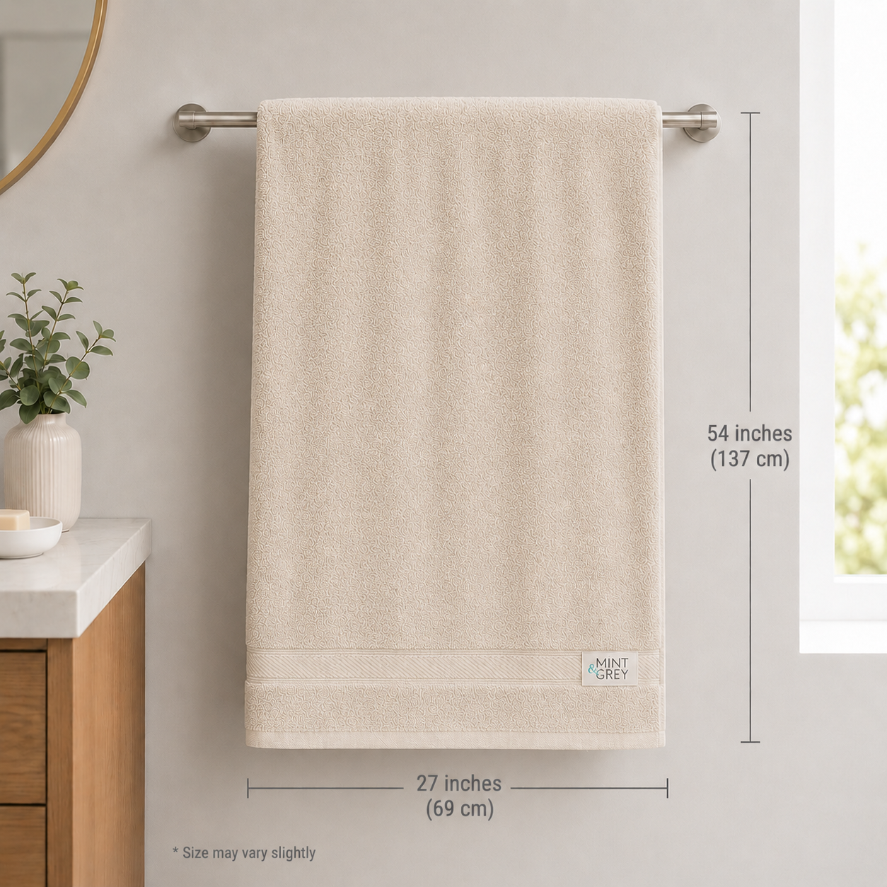 MintnGrey Luxury Cotton Towel 550 GSM | Beige